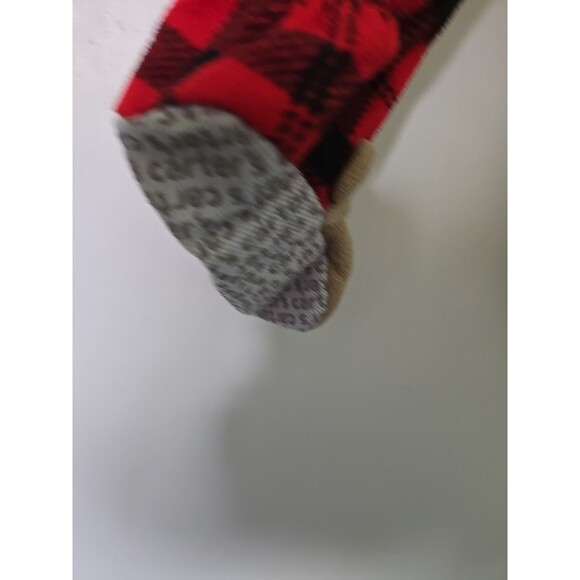 Carter's Baby 9 Months Cute Bear Footie Cozy Fleece Buffalo Plaid 1-Piece Red 9M - Picture 9 of 9